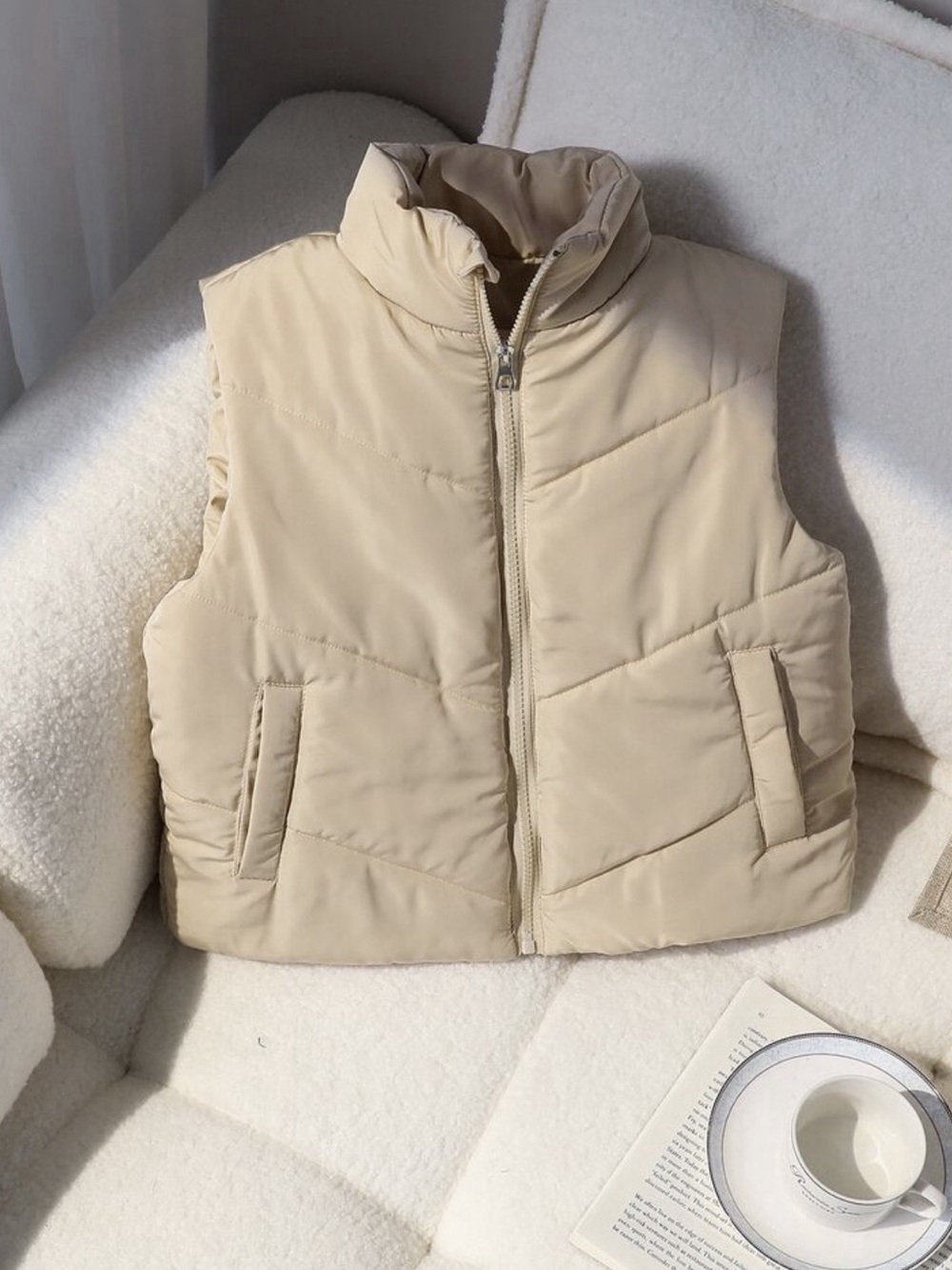 Puffer Vest in Cream Like New